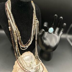 Multi-Strand Beaded Necklace in brown and gold tones, new Premier Jewelry